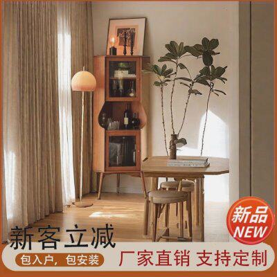 复古三角柜实木酒柜北欧墙角柜转角柜拐角柜客餐厅储物柜沙发边柜
