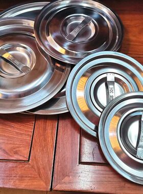 加厚304不锈钢盖汤桶汤锅盖20-22/32/40cm36凹凸平盖单独白钢盖子