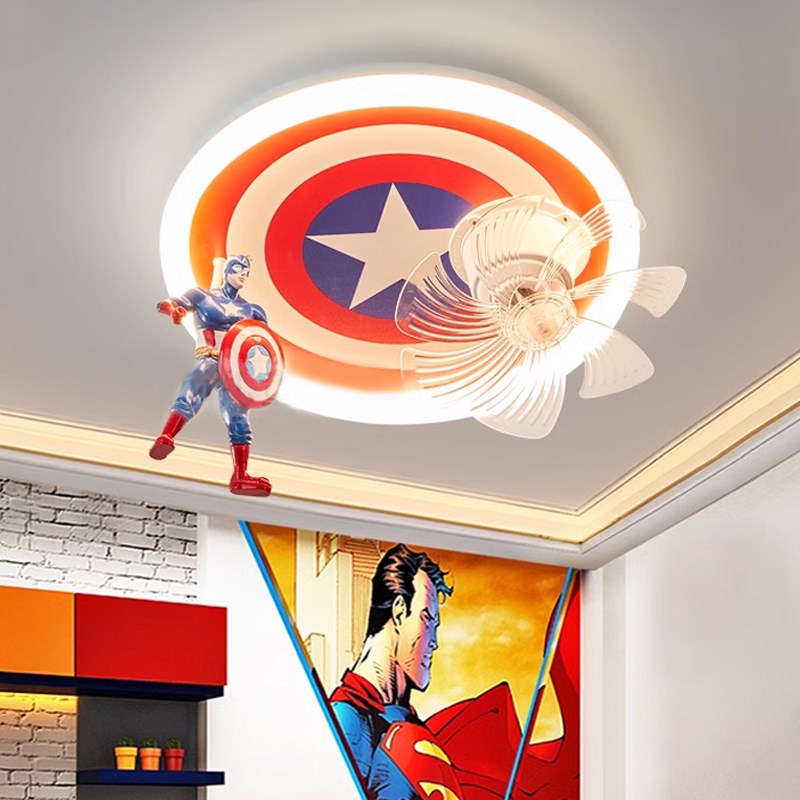 儿童房全光谱护眼风扇灯2025新款吸顶灯奥特曼卡通男孩女孩卧室灯