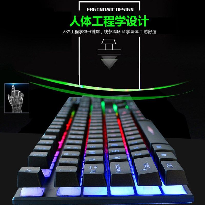 工厂现货K9键盘鼠标套装 有线发光机械手感游戏键鼠台式电脑配件