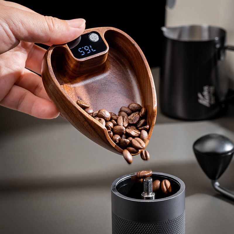 胡桃木咖啡豆电子秤意式咖啡豆称豆盘展示盘称重器豆碟迷你咖啡称