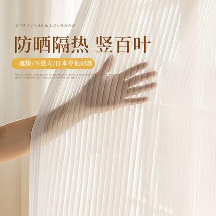 布莱琪轻奢现代简约窗纱帘日式竖百叶纱客厅阳台纱帘透光遮阳
