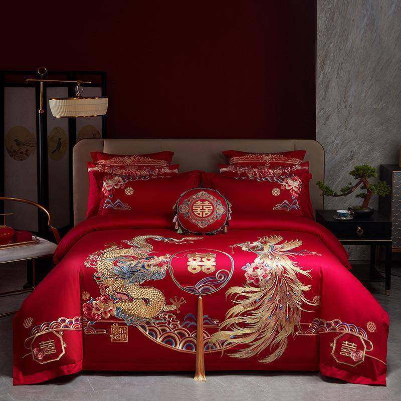 高档100s纯棉龙凤刺绣婚庆四件套红色结婚床单被套床上用品,鲜花速递/花卉仿真/绿植园艺,割草机/草坪机,淘宝优惠券,粉丝福利购,淘宝优惠卷