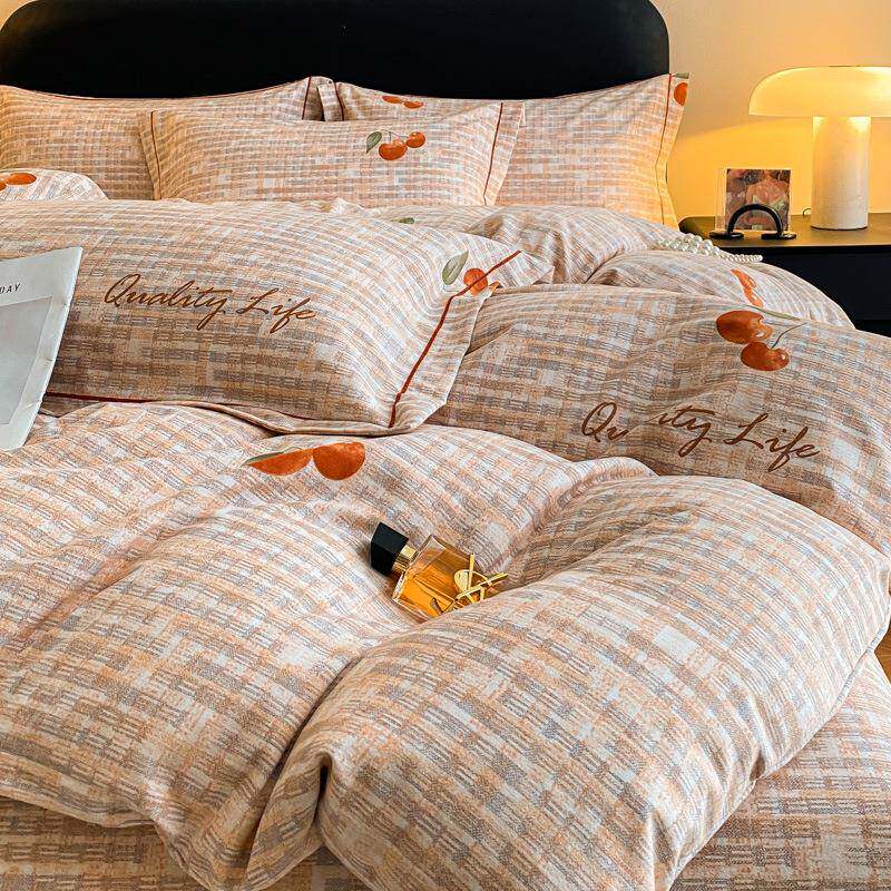 秋冬季新款清新全棉活性喷气加厚磨毛单被套枕套床品家用保暖舒适