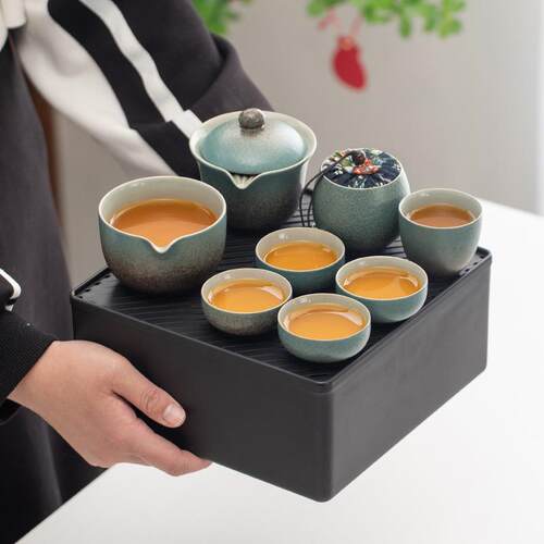 A6L便携式旅行茶具随身户外包简约泡茶壶轻奢复古快客杯一壶