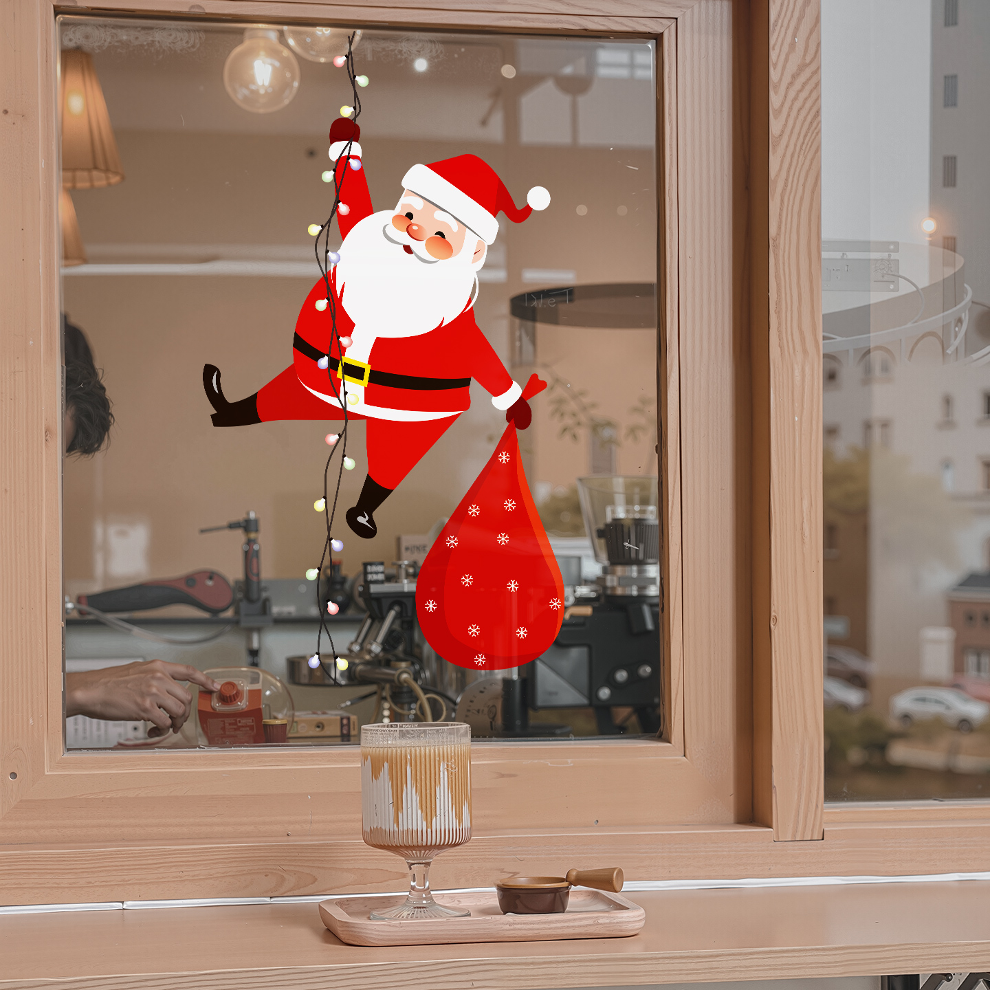 圣诞老人氛围玻璃静电贴橱窗装扮