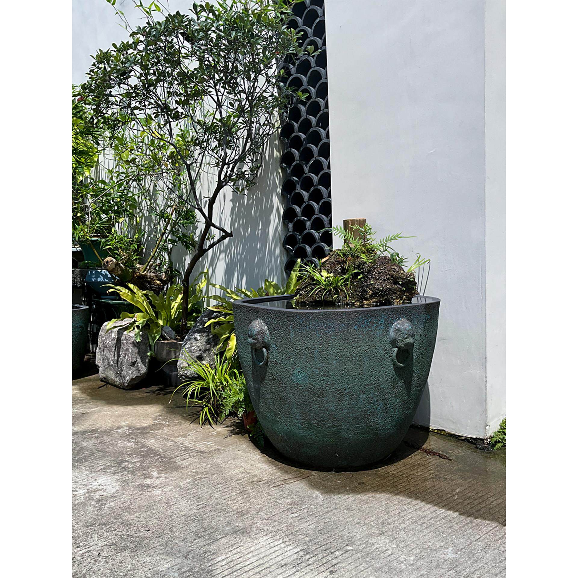 古法鱼缸古风庭院阳台全套循环水生态睡莲荷花金鱼兰寿陶瓷方缸