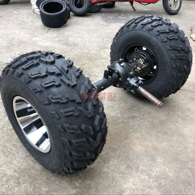 自制三轮四轮摩托车后轴沙滩车卡丁车改装悬挂差速后桥传动10寸轮