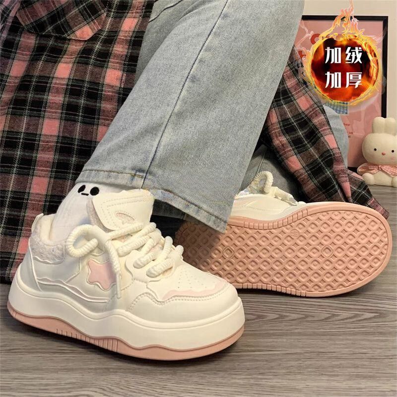 儿童二棉鞋2024冬季新款女童加绒加厚女孩运动鞋防滑防滑时尚板鞋