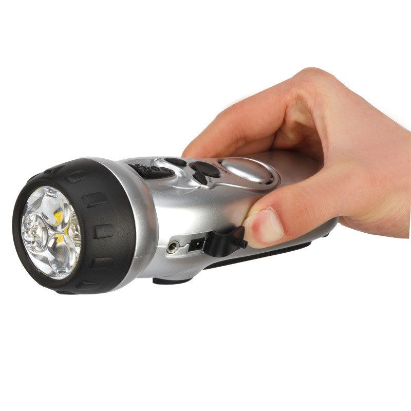 太阳能充电两用多功能应急逃生手电筒 防灾手摇发电收音机强光