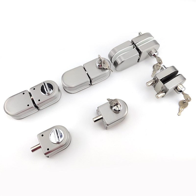 玻璃门锁免开孔淋浴房浴室无框钢化玻璃门中央锁单门双门插销地锁