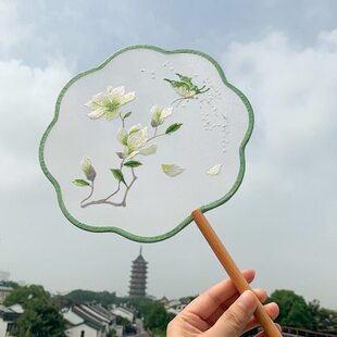 舞蹈扇子古典舞团扇双面绣专用刺绣团扇古风子舞蹈扇扇子古风团扇