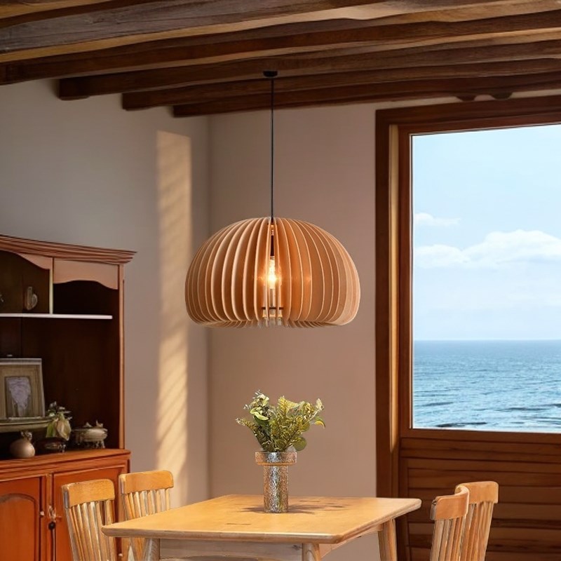 日式餐厅吊灯复古创意艺术民宿书房吧台咖啡厅Q吸顶灯简约实木灯