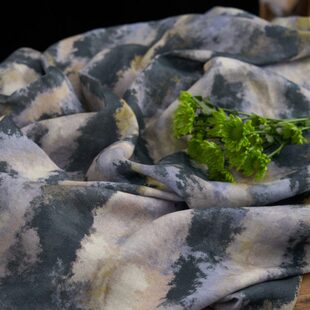 歌数码 连衣裙 渔 纯亚麻高端面料 印花设计师子袍子春秋砂洗衬衫