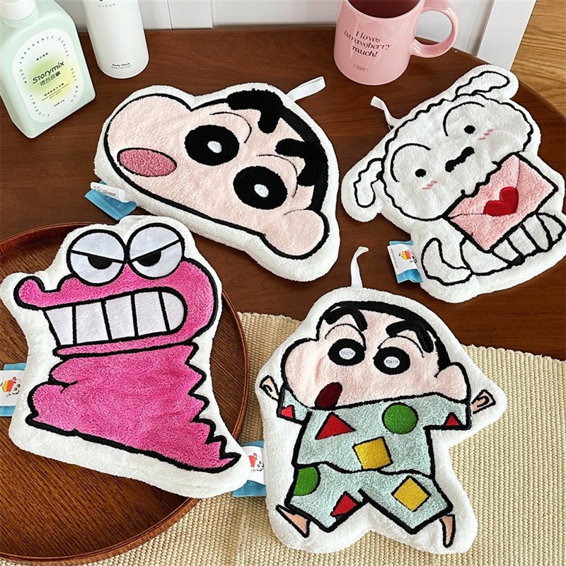 蜡笔小新睡衣款双层擦手巾珊瑚y绒亲肤吸水速干型可爱卡通毛巾