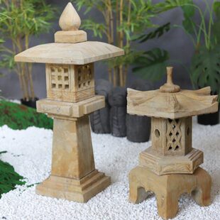 日式草坪石庭院灯户外花园装饰仿古太阳能青灯笼禅意石石灯石头灯