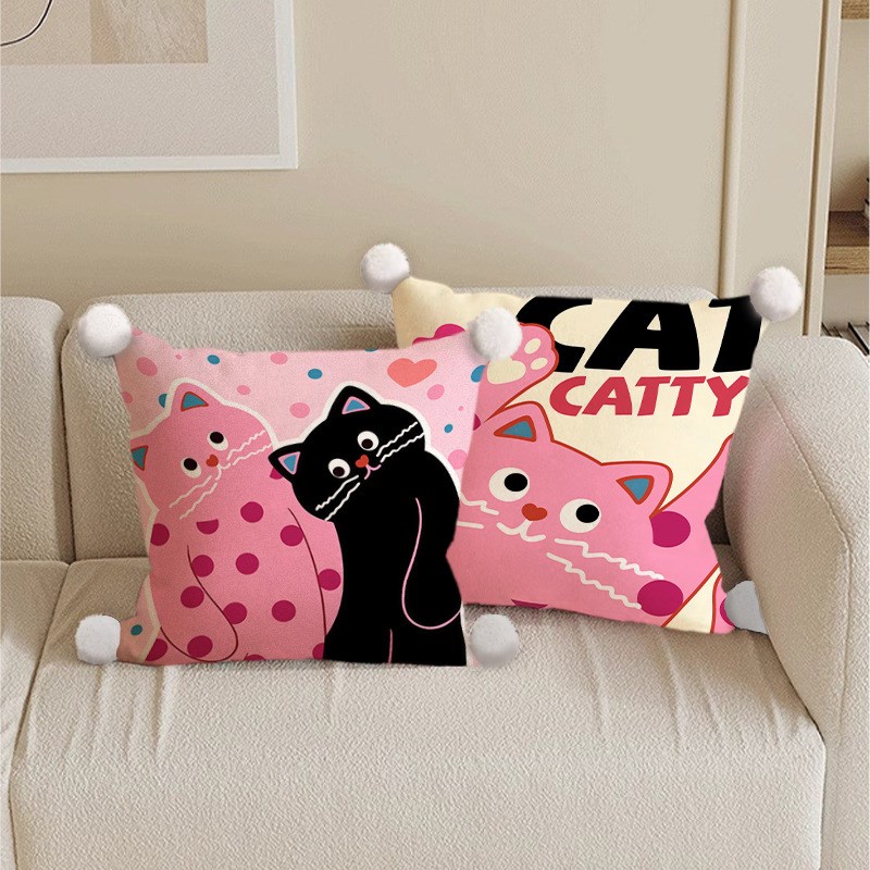 斑点猫抱枕卡通客厅沙发靠枕办公室午休腰靠N垫宿舍床上靠枕可拆