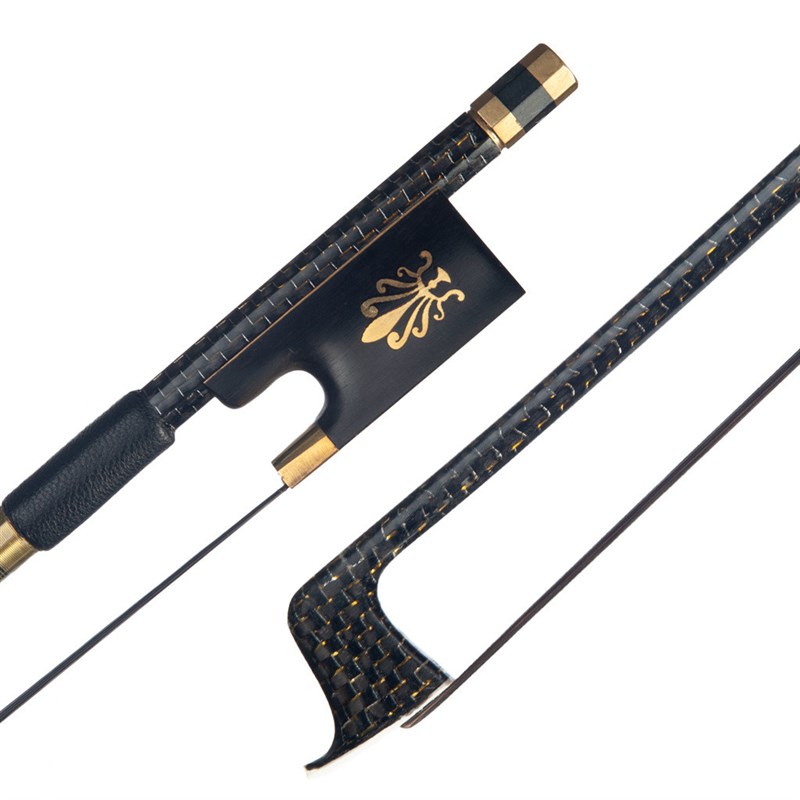 碳纤维小提琴弓嵌金丝绕黑金花线乌木尾库黑马X毛小提琴弓杆