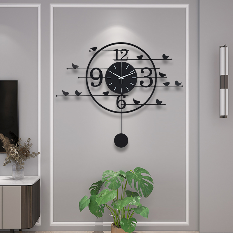 挂钟客厅艺术装饰墙壁大气简约挂表E餐厅创意横款家庭时尚现代钟