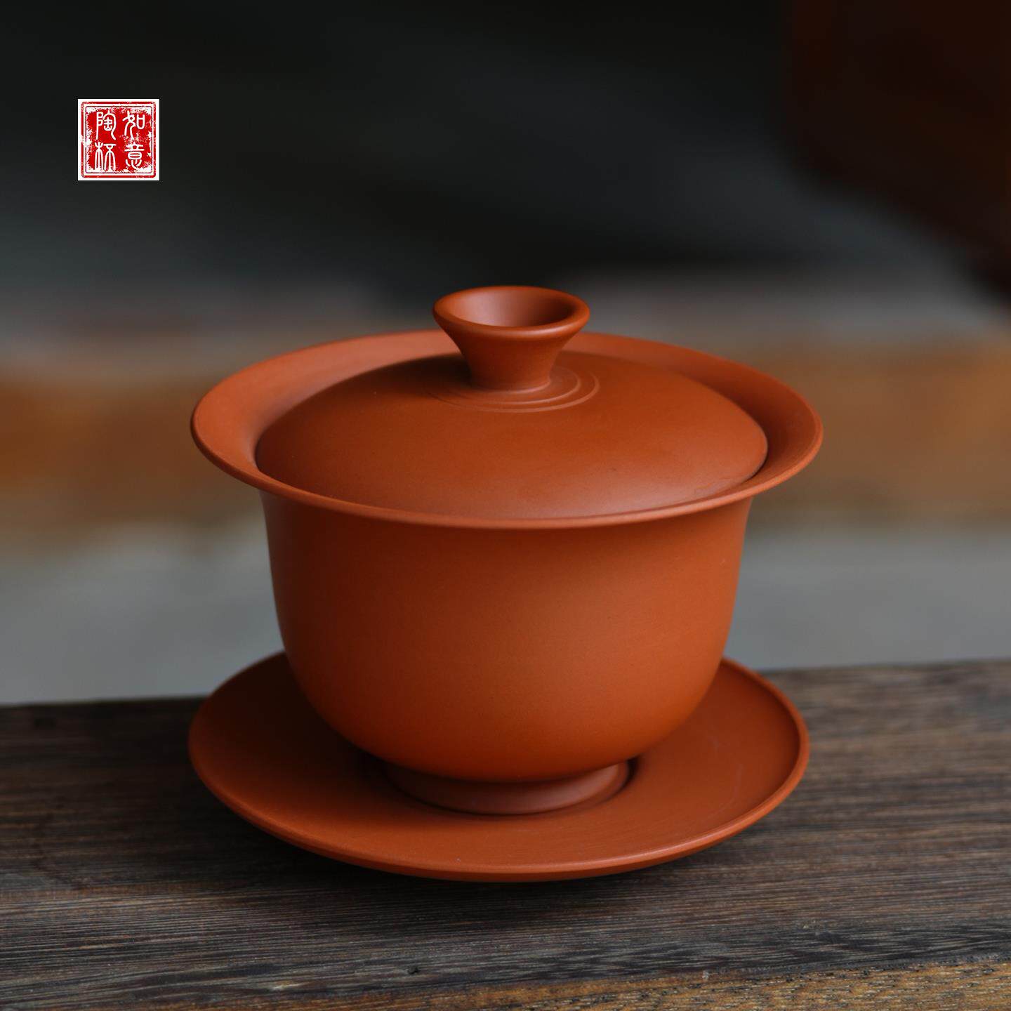 云南建水紫陶盖碗茶杯单个高档大号泡茶手抓壶不烫手中式瓷带三才