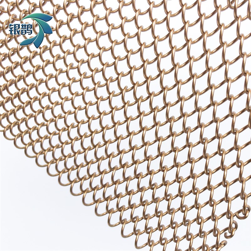 酒吧玄关帘子g吊顶复古网门帘金属黄铜网 酒店装饰网帘网勾花网