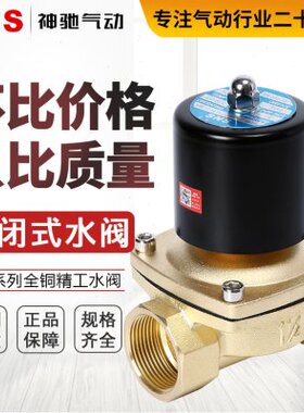 SNS神驰气动水阀2W025-08 220v 24伏常闭式电磁阀1分2分3分全铜