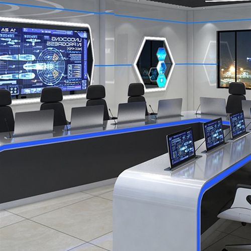 监控控制台操作台k定制弧形烤漆科技感中控室监控台指挥中心调度