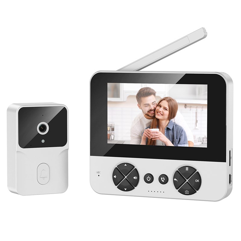 无线可视门铃带显示屏免打孔家用智能视频对讲电子门铃无需WiFi新
