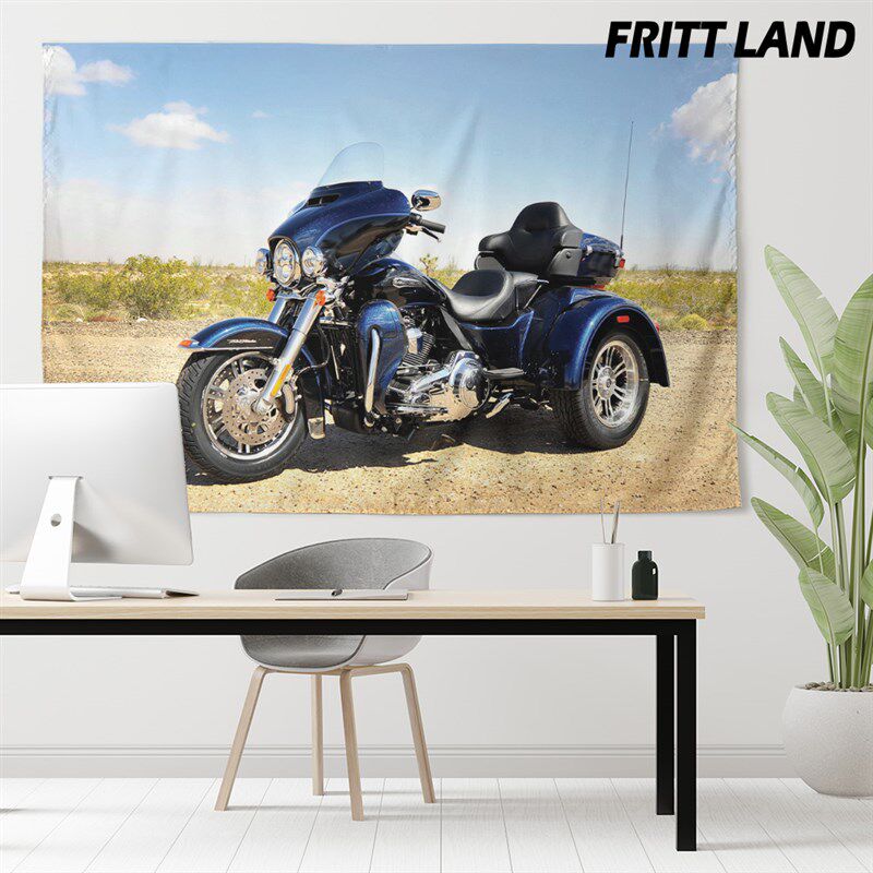 哈雷大道滑翔正三轮街车美式摩托重型机车周边装饰背景布挂布海报
