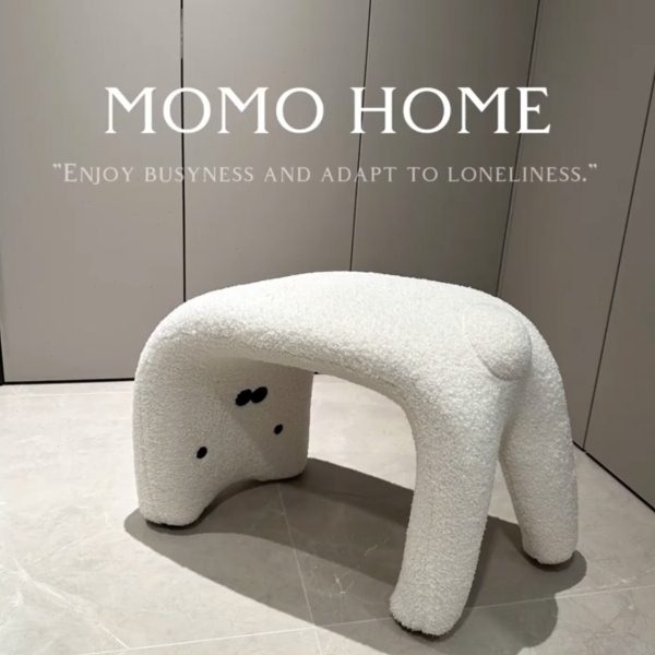 MOMO HOME家居猫咪换鞋凳网红羊羔绒玄关凳卡通座椅梳妆化妆凳