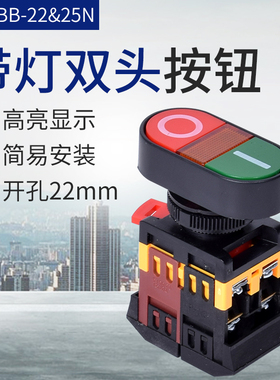 按钮APBB-22N-25N PPBB AS-22 双键双位双头带灯 复位控制开关