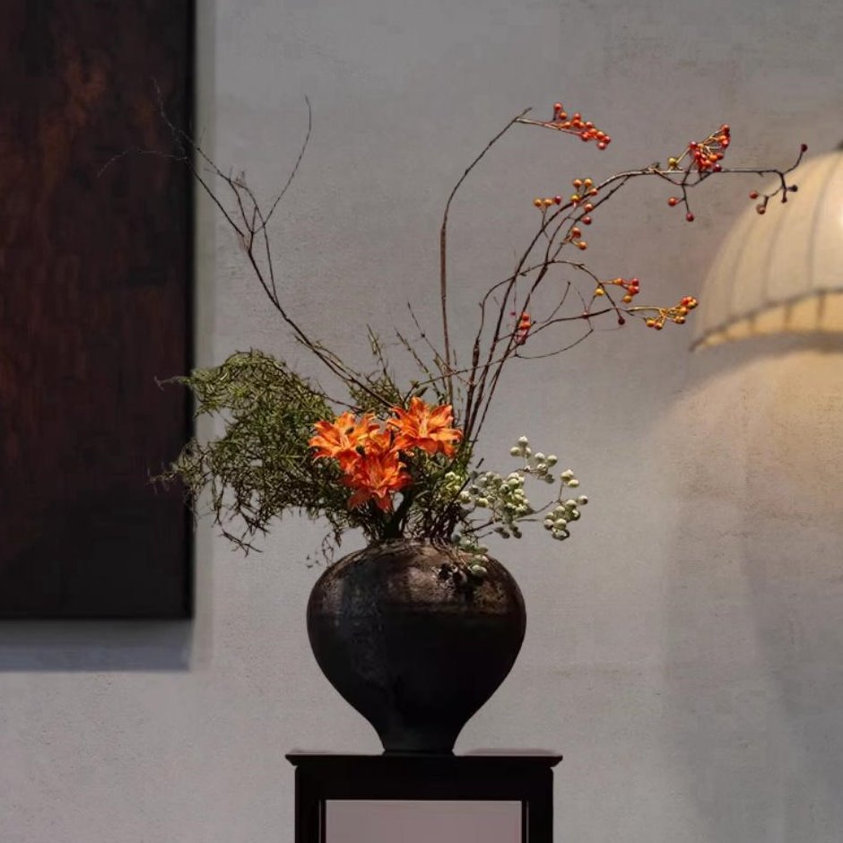宋代美学陶瓷花瓶摆件客厅民宿茶舍餐桌面酒店复古禅意装饰假花艺