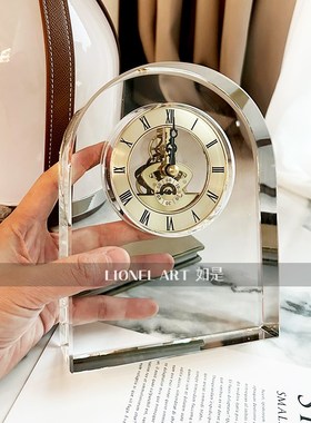 如是机械钟表水晶高奢黄铜色A金属机芯厚重奢华座钟摆件礼物