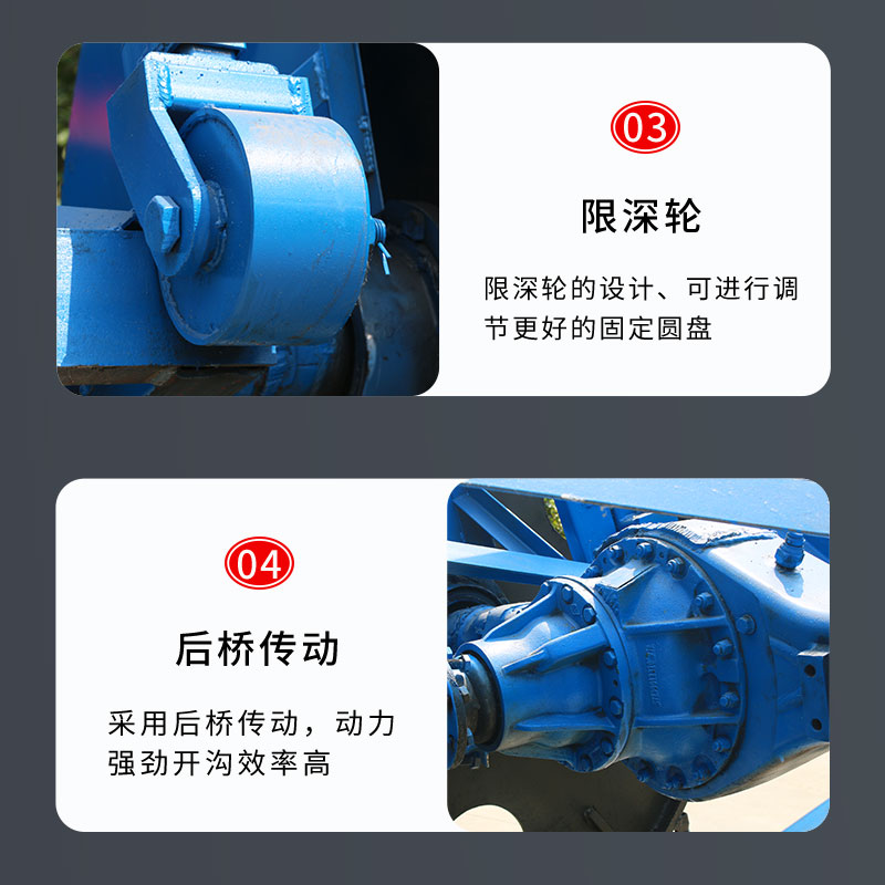 大型圆盘开d沟机工程自来水管道拖拉机带动路沿石水泥路挖沟切地