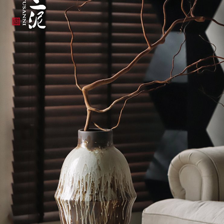 侘寂风摆件复古小清新现代简约客厅陶艺可水培干花陶瓷插花花瓶