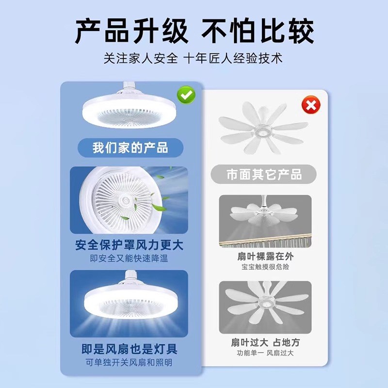 吊扇灯E27螺口风扇吊灯一体z遥控厨房节能房间卧室化妆室吊扇灯