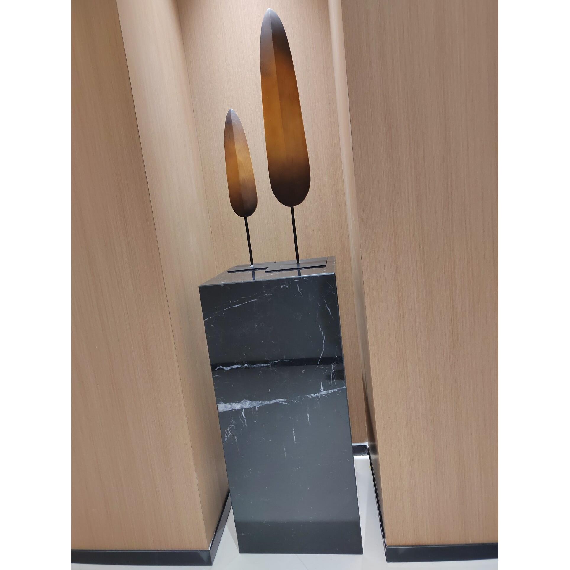 黑白根大理石底座玄关摆件柱子客厅落地简约电视柜旁工艺品雕塑台