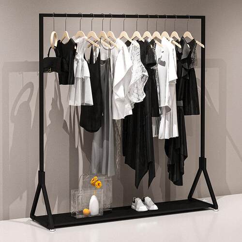 落地衣架服装店铁艺黑色货架家用卧室专用衣服陈列架女装店展示架