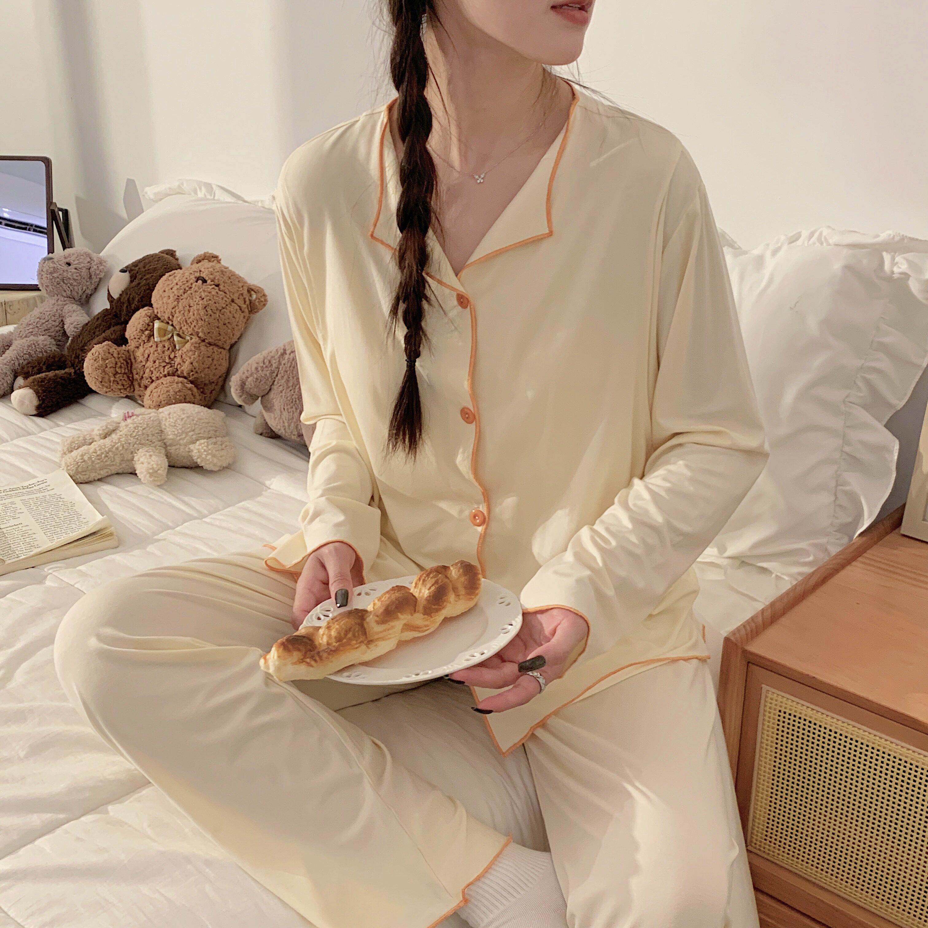 莫代尔月子服夏季薄款产后纯色孕妇睡衣裤子可调节哺乳家居服套装