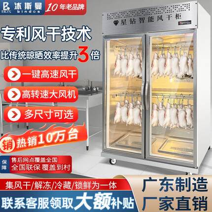 冰斯曼商用风干柜 晾鸭烧鹅熟食风干机 智能双门三门晾胚柜