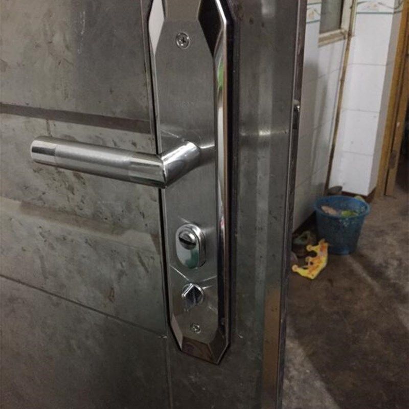 不锈钢大门锁防盗门套装把手铝合金门锁通用型拉手双开门子母门锁