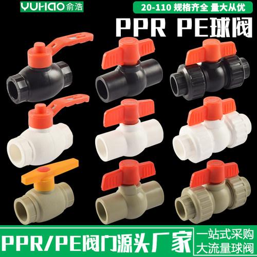 ppr球阀4分20接头6分25双活接全塑球阀热熔PE阀门水管管件 大流量