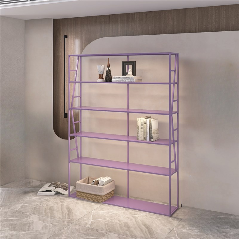 书架落地办公室书柜带灯货架铁艺置物架多层收纳S陈列架家用展示