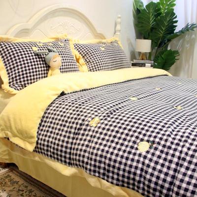 加厚绣花双面绒绒四件套冬季珊瑚C绒牛奶被套床单床笠款床上用品