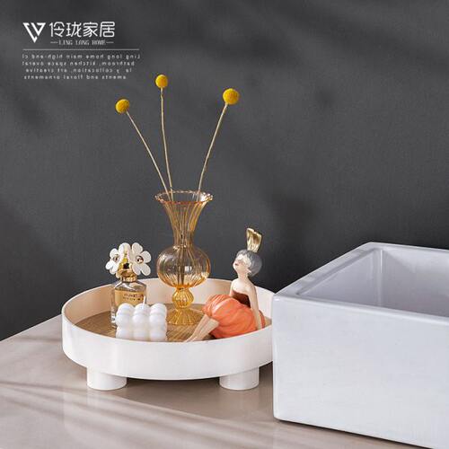 粉色系女儿房样板房卫生间摆件装饰品香薰水毛巾托盘花艺酒店洗漱