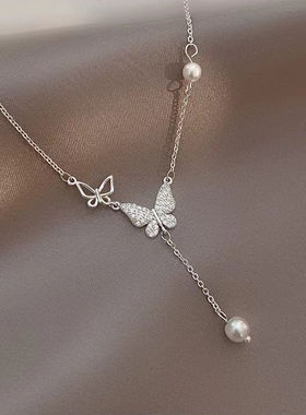 超仙~蝴蝶结项链女小众设计感轻奢百搭ins潮爱心锁骨链颈链女