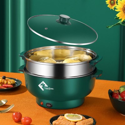 电煮锅多功能电热火锅煎炒蒸煮一体锅宿舍煮面小电锅家用电炒菜锅