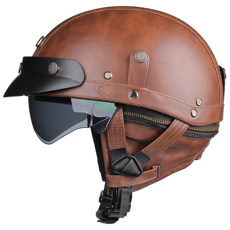 日式金吉拉复古机车头盔骑行男哈雷电动摩托车半盔瓢安全帽女夏季