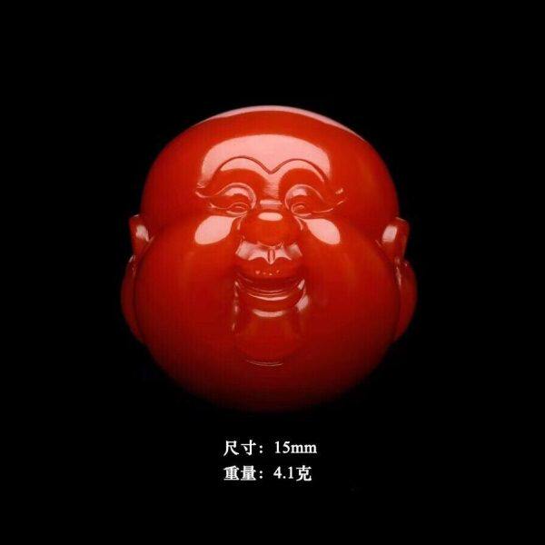 精品收藏级南红佛头单珠弥勒佛圆珠 苏工精雕 保山滴水洞料腰珠