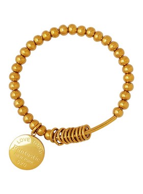 欧美ins风bracelet情侣圆牌钢珠手链弹力手链 钛钢18K金手饰 E045